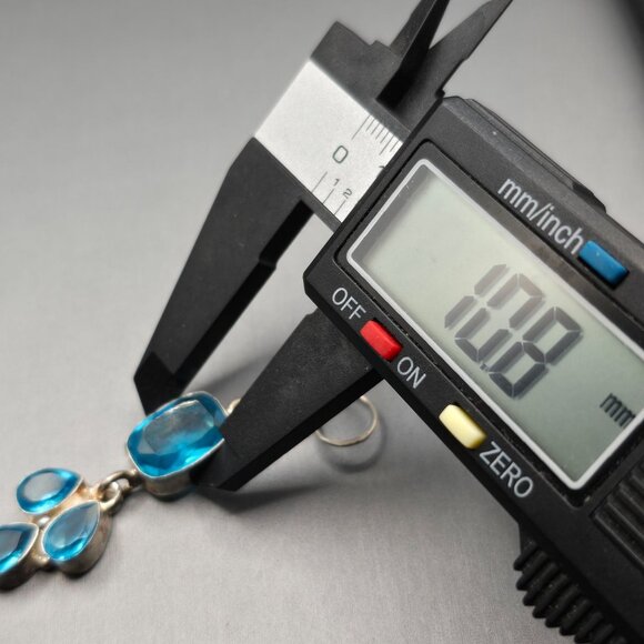 Sterling Silver Dangle Earrings 2.5" Blue Glass Gemstones 12.35g - Picture 11 of 14